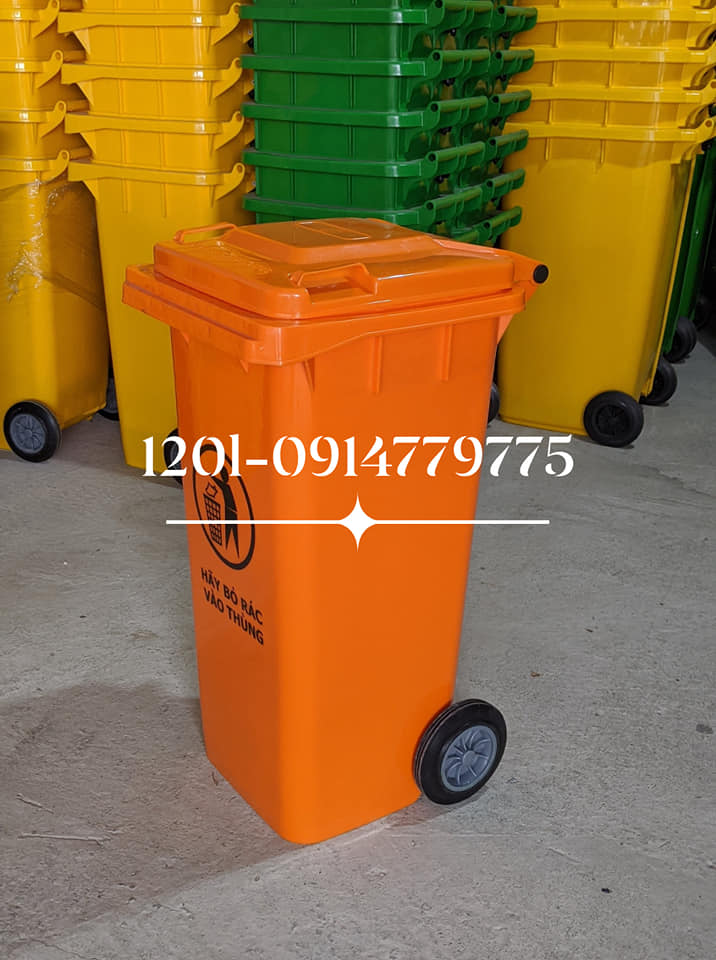 thùng rác 120l màu cam