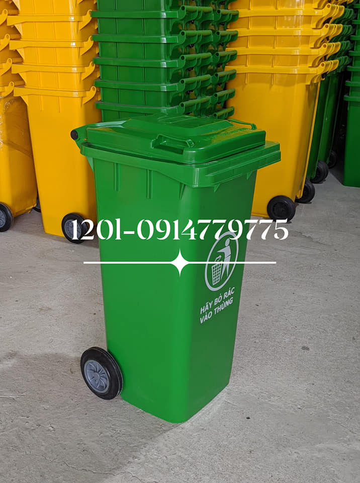 thùng rác nhựa 120 lít màu xanh