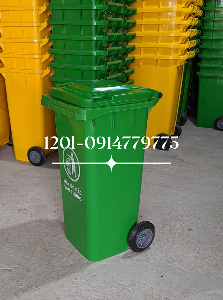 thùng rác nhựa 120 lít màu xanh