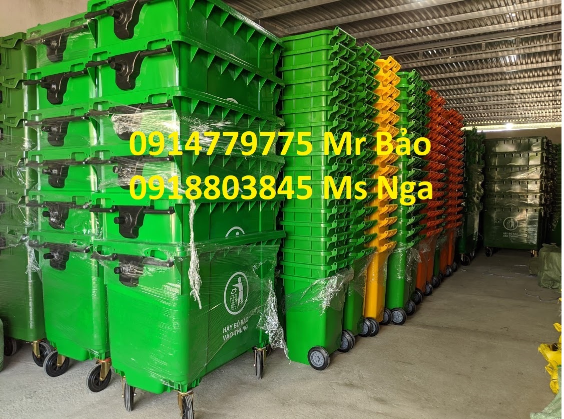 Thùng rác 660 lít màu xanh