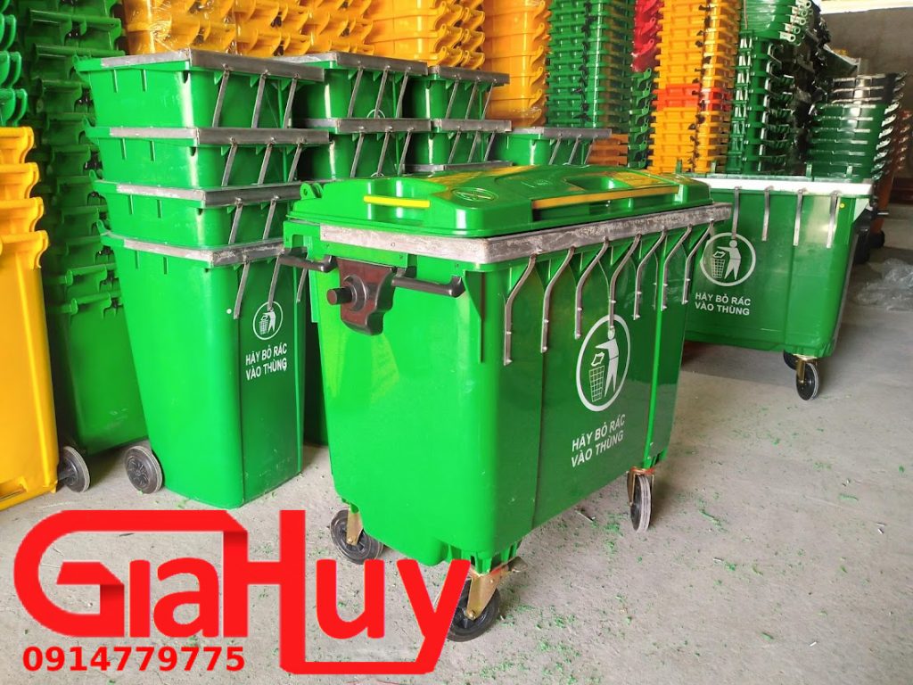 thùng rác 660 lít được gia cố miệng thùng bởi Thùng Rác Gia Huy