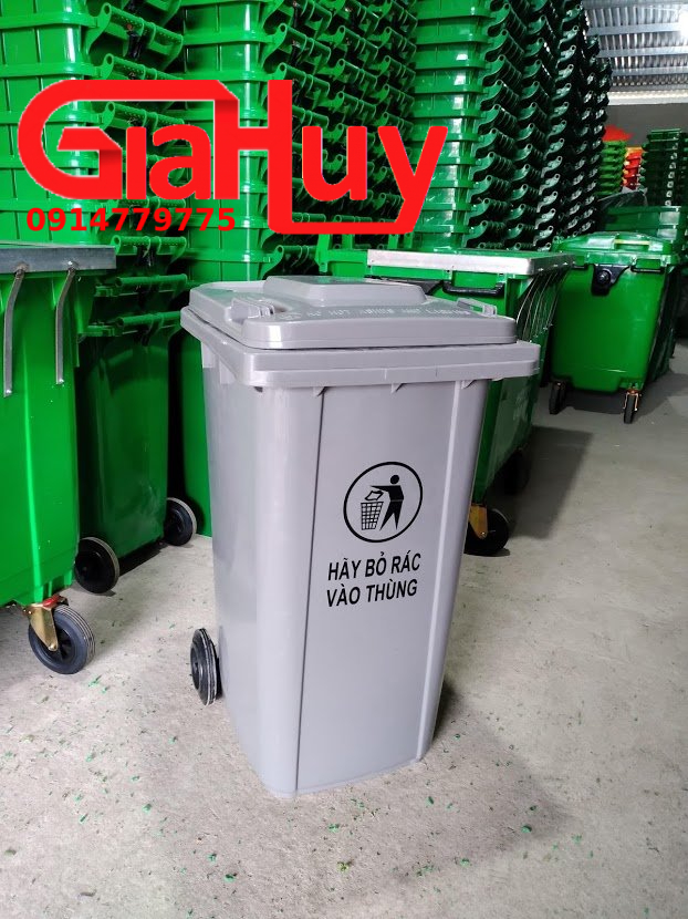 Thùng rác nhựa 240 lít mà xám
