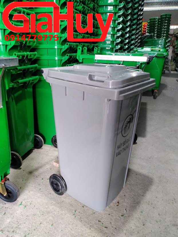Thùng rác nhựa 240 lít mà xám