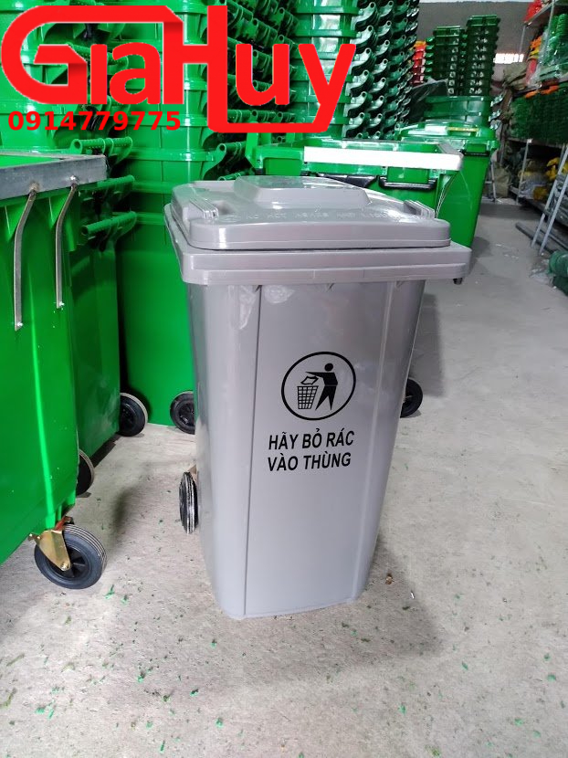 Thùng rác nhựa 240 lít mà xám