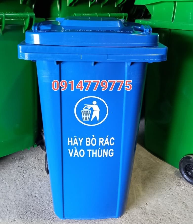 Thùng rác 240 lít màu xanh dương