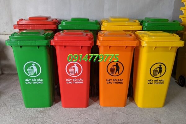 Thùng rác nhựa 120 lít màu đỏ tại Đà Nẵng